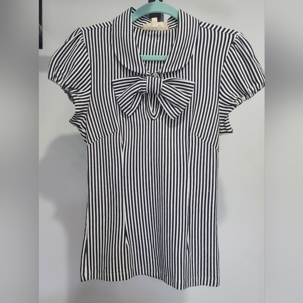 Striped 1940's Repro Top with Bow